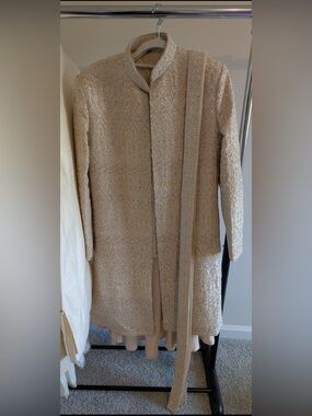 Embroidered Beige Men’s Sherwani